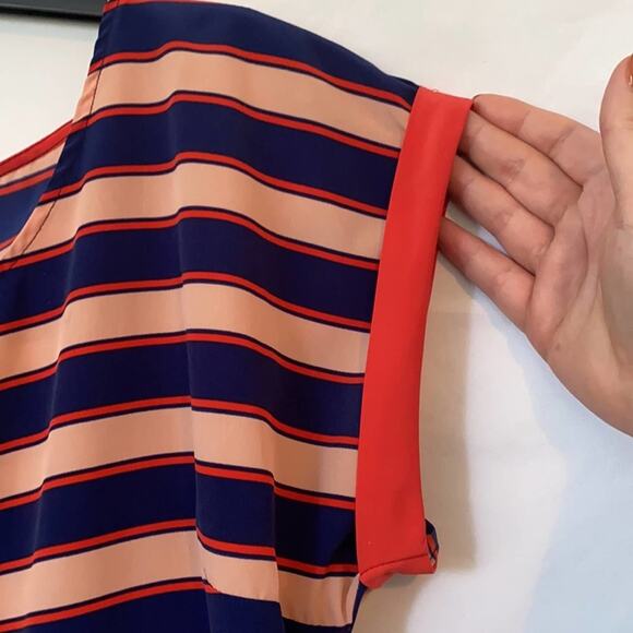 Old Navy Orange & Blue Striped Cuff Sleeve Blouse - Picture 3 of 8